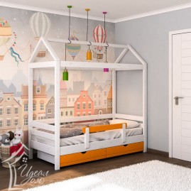 Кровать односпальная "Домик" с ящиками и съемным бортиком