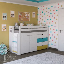 Кровать-чердак "Секрет-2" со шкафом и комодом