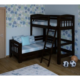 Угловая кровать "Домовенок-Люкс" со съемной лестницей