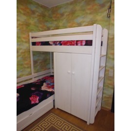 Двухъярусная угловая кровать "Домовенок-Микс" со шкафом