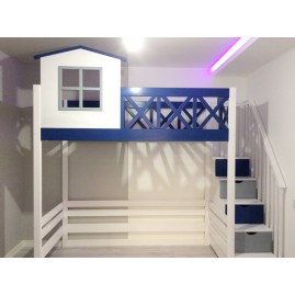 Кровать-чердак "Пирс" с окошком и ступеньками
