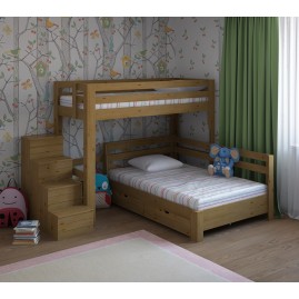 Угловая кровать "Домовенок-Макси" на три спальных места