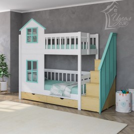 Двухъярусная кровать "Гнёздышко-Люкс" с приставными ступеньками