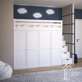 Кровать-чердак "Домосед-2" со шкафом для одежды