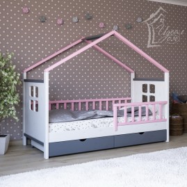 Кровать-домик "Избушка-Mini-S" с бортиком и ящиками 