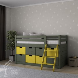 Кровать-чердак "Секрет-1" с комодом