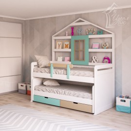 Выдвижная кровать "Гармония-Люкс" с полочками и окошком 