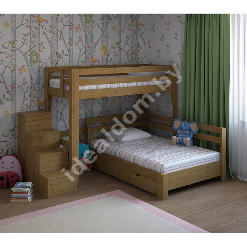 Угловая кровать "Домовенок-Макси" на три спальных места